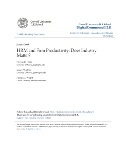 HRM and Firm Productivity: Does Industry Matter?