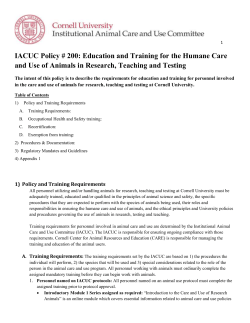 IACUC Policy # 200: Education and Training for the