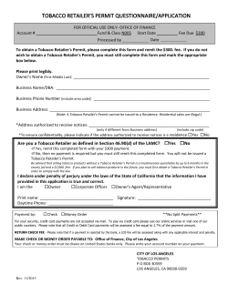 tobacco retailer`s permit questionnaire/application