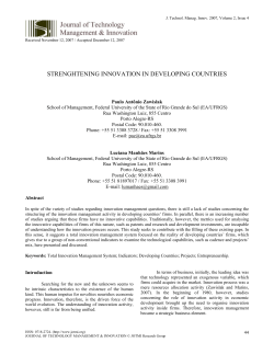 STRENGHTENING INNOVATION IN DEVELOPING COUNTRIES