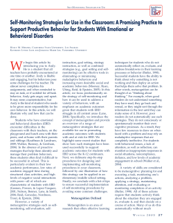Self-Monitoring Strategies for Use in the Classroom: A Promising