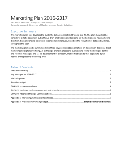 Marketing Plan 2016-2017 - My Stevens College
