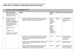 Action Plan in response to QAA Higher