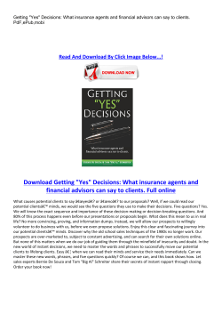 Getting "Yes" Decisions: What insurance agents and