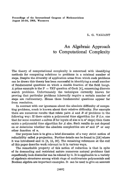 An Algebraic Approach to Computational Complexity
