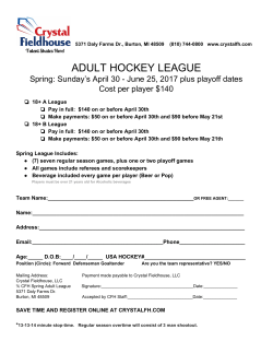 adult hockey league - Crystal Fieldhouse Ice Arena