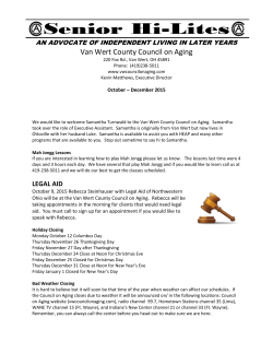 Newsletter October &ndash; December 2015!
