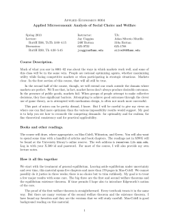 Applied Economics 8004 Applied Microeconomic Analysis of Social