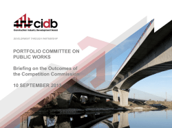 Briefing on Outcomes of the Competition