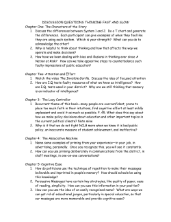 DISCUSSION QUESTIONS THINKING FAST AND SLOW