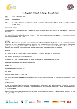 Coolangatta Gold Youth Challenge – Entries Bulletin