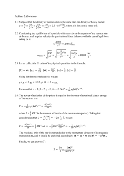 Problem 2. (Solution): 2.1: Suppose that the density of neutron stars