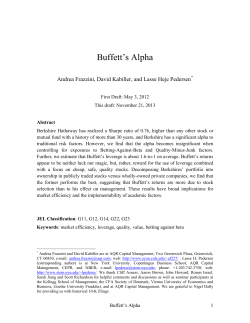 Buffett`s Alpha - lasse h. pedersen