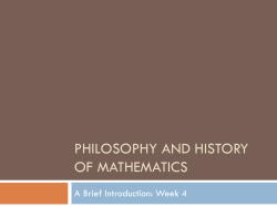 Philosophy and History of Mathematics