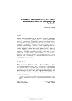 Judgments of information structure in L2 French: Nativelike