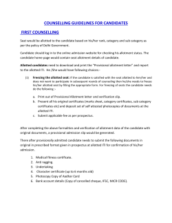 COUNSELLING GUIDELINES FOR CANDIDATES FIRST