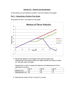 Activity 9.2 &ndash; Velocity and Acceleration In this activity you will