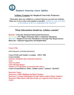 Syllabus Template - Shepherd University