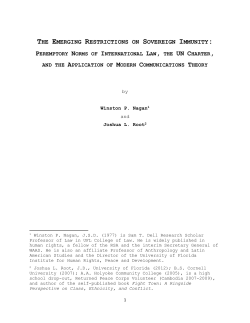 The Emerging Restrictions on Sovereign Immunity: Peremptory