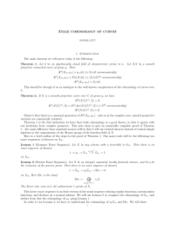 &Eacute;TALE COHOMOLOGY OF CURVES 1. Introduction The main