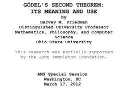 g&ouml;del`s second theorem: its meaning and use