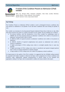 A review of the Condition Present on Admission (CPoA) variable