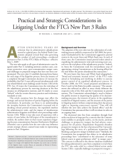 Practical and Strategic Considerations in Litigating Under the FTC`s