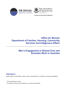 Men*s Engagement in Shared Care and Domestic Work in Australia