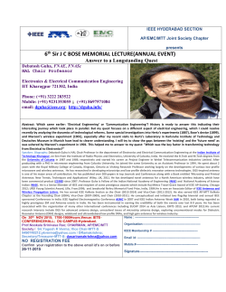 6th Sir J C BOSE MEMORIAL LECTURE(ANNUAL EVENT)