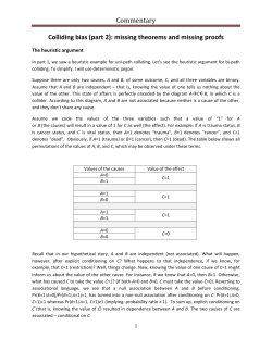 Commentary Colliding bias (part 2): missing theorems and missing