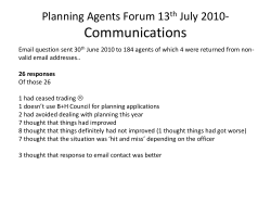 Planning Agents Forum 13th July 2010- Communications