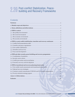 Post-conflict Stabilization, Peace- building and Recovery