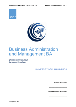 Stipendium Hungaricum Entrance Exam Test
