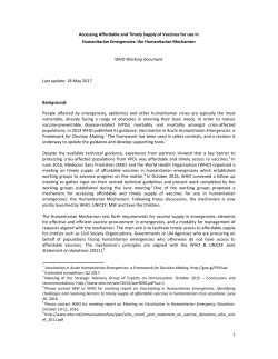 the Humanitarian Mechanism - World Health Organization