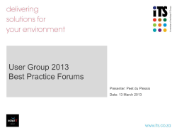 Session 50 - Summary of Best Practice Forums administered by eVula