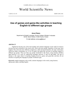 Use of games and game-like activities in