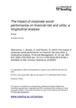 The impact of corporate social performance on financial risk and utility
