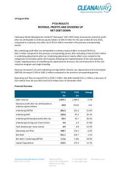 fy16 results revenue, profits and dividend up net debt