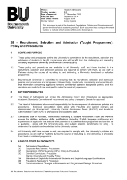 3B Recruitment, Selection and Admission