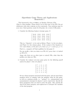 Algorithmic Game Theory and Applications: Homework 1