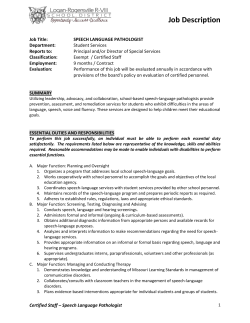 CE Speech Pathologist New 2016