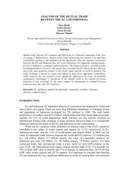 Anal&yacute;za vz&aacute;jemn&eacute; obchodn&iacute; v&yacute;měny mezi zeměmi EU a Indon&eacute;si&iacute;