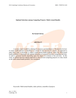 Optimal Selections Among Competing Projects