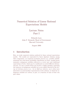 Numerical Solution of Linear Rational Expectations Models Lecture
