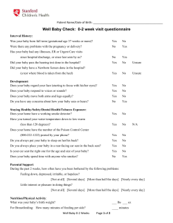 Well Baby Check: 0-2 week visit questionnaire