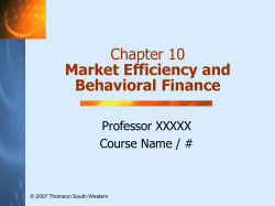 Market Efficiency and Behavioral Finance