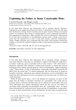 Explaining the Failure to Insure Catastrophic Risks