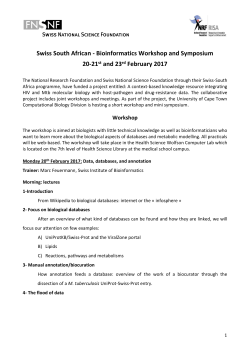 Swiss South African - Bioinformatics Workshop and Symposium 20