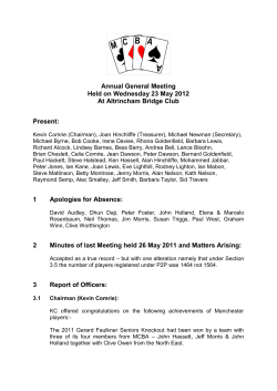 AGM - Manchester County Bridge Association