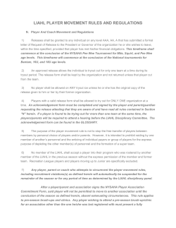 LIAHL PLAYER MOVEMENT RULES AND REGULATIONS